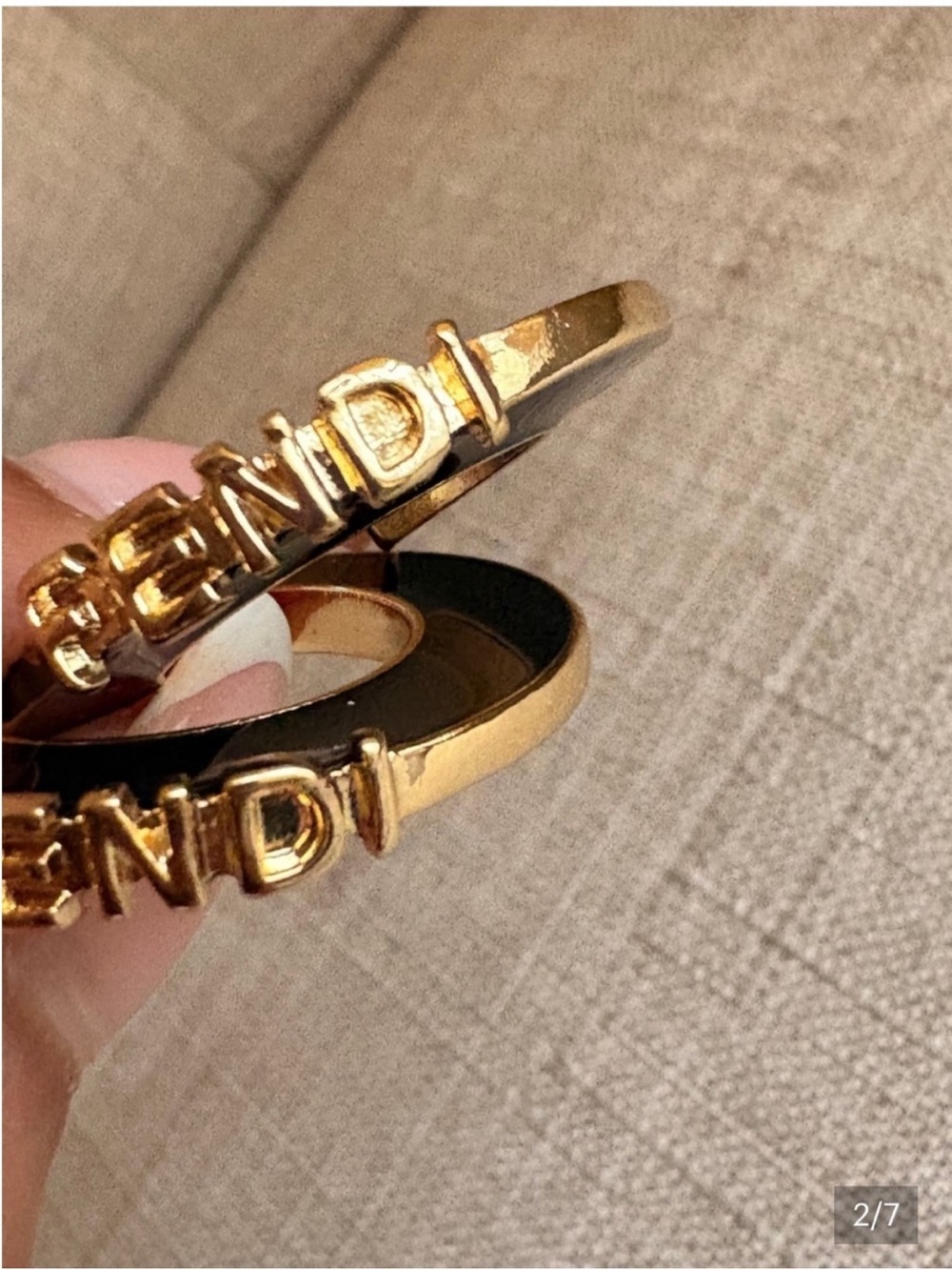 Fendi Black and Gold Logo Hoop Earrings - Picture 2 of 4